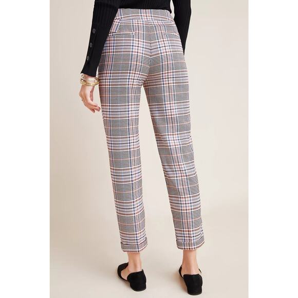 Anthropologie Malcolm Plaid Tapered Trousers Size 10 High Rise Preppy Minimalist - Picture 14 of 14
